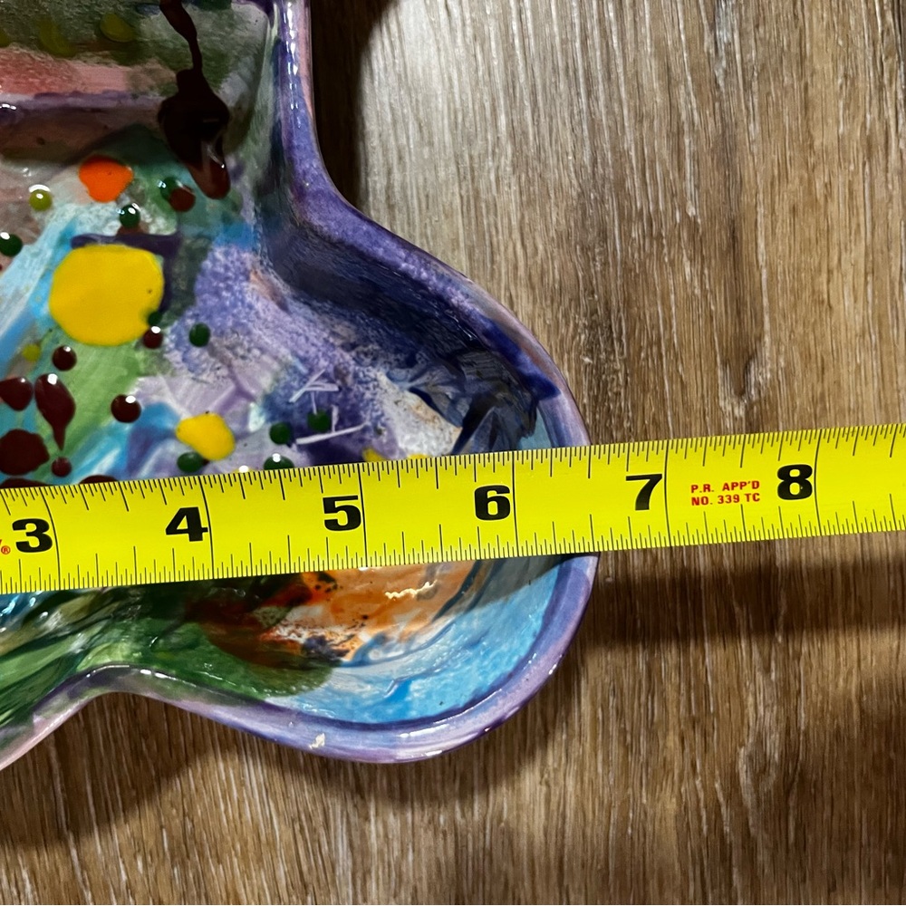 Handmade Pottery Dog Bowl Double Dish Art Ceramic Colorful Unique Signed 2022 - Picture 7 of 7